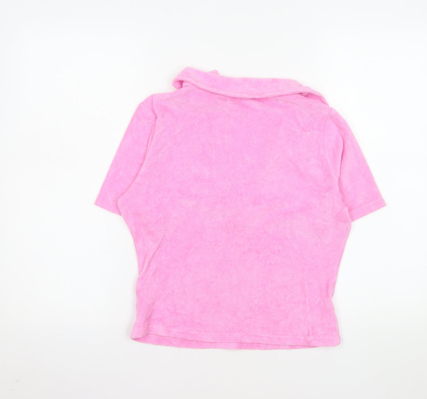 NA-KD Women’s Pink Collared Short Sleeve Terry Polo Top Size L