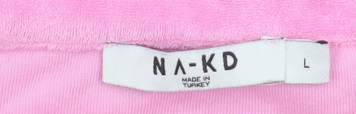 NA-KD Women’s Pink Collared Short Sleeve Terry Polo Top Size L