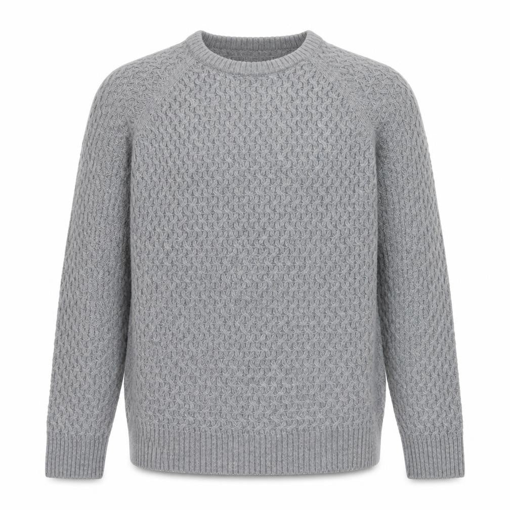 James Pringle Men's Grey Cable-Knit Wool Blend Pullover Jumper L