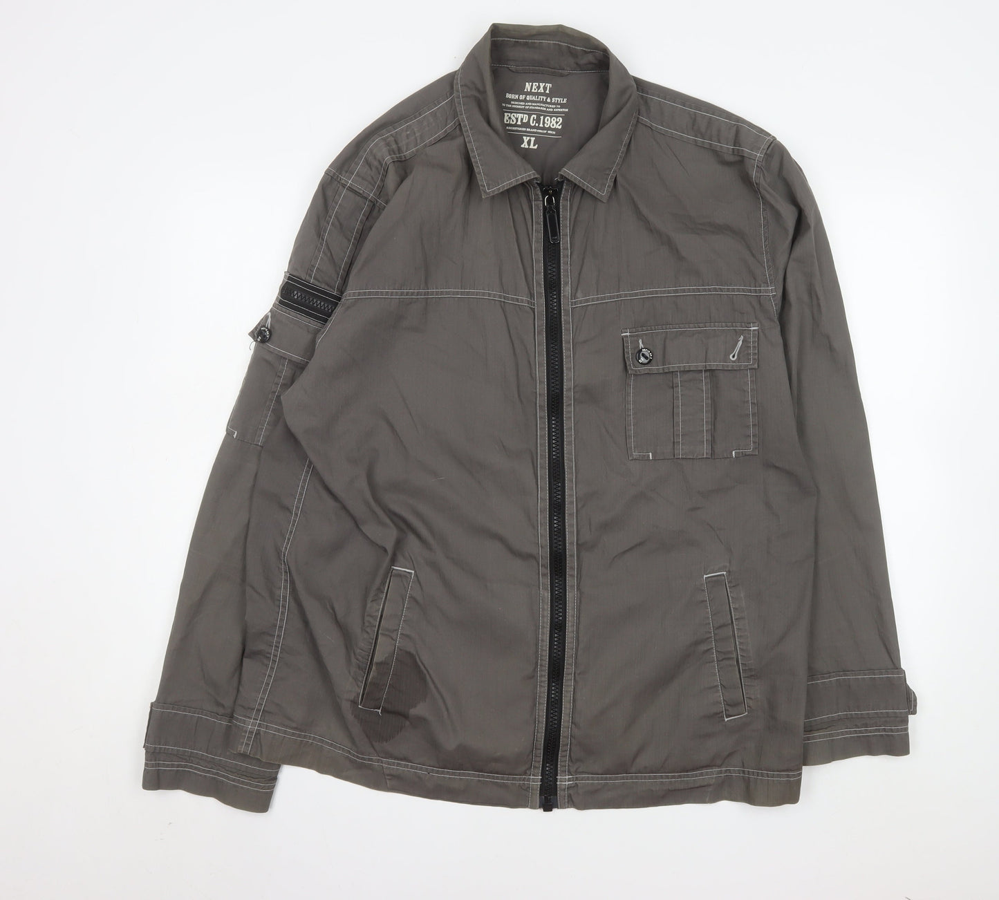 Next Men's Grey Cotton Full Zip Casual Jacket XL