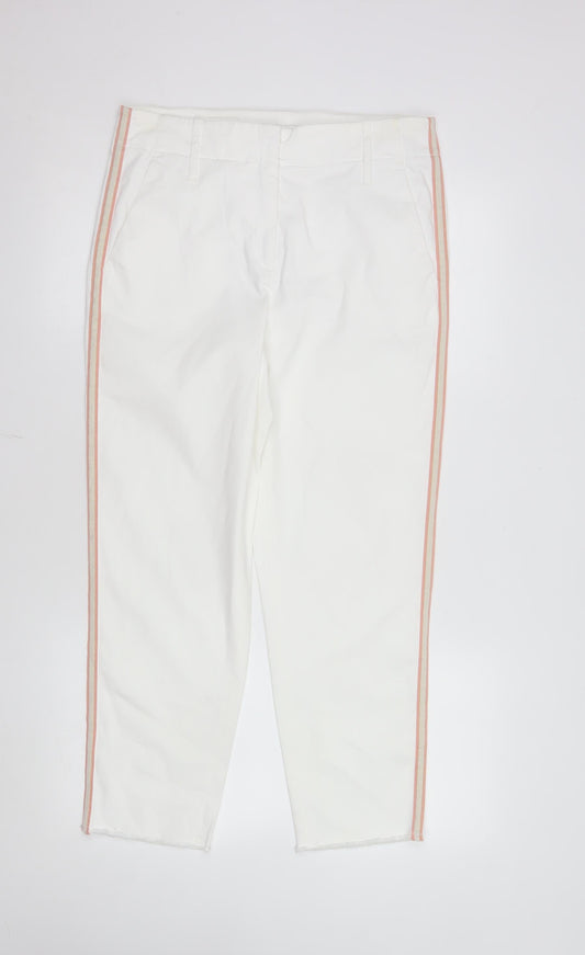 Luisa Cerano Women's White Cropped Stretch Cotton Trousers Size 10