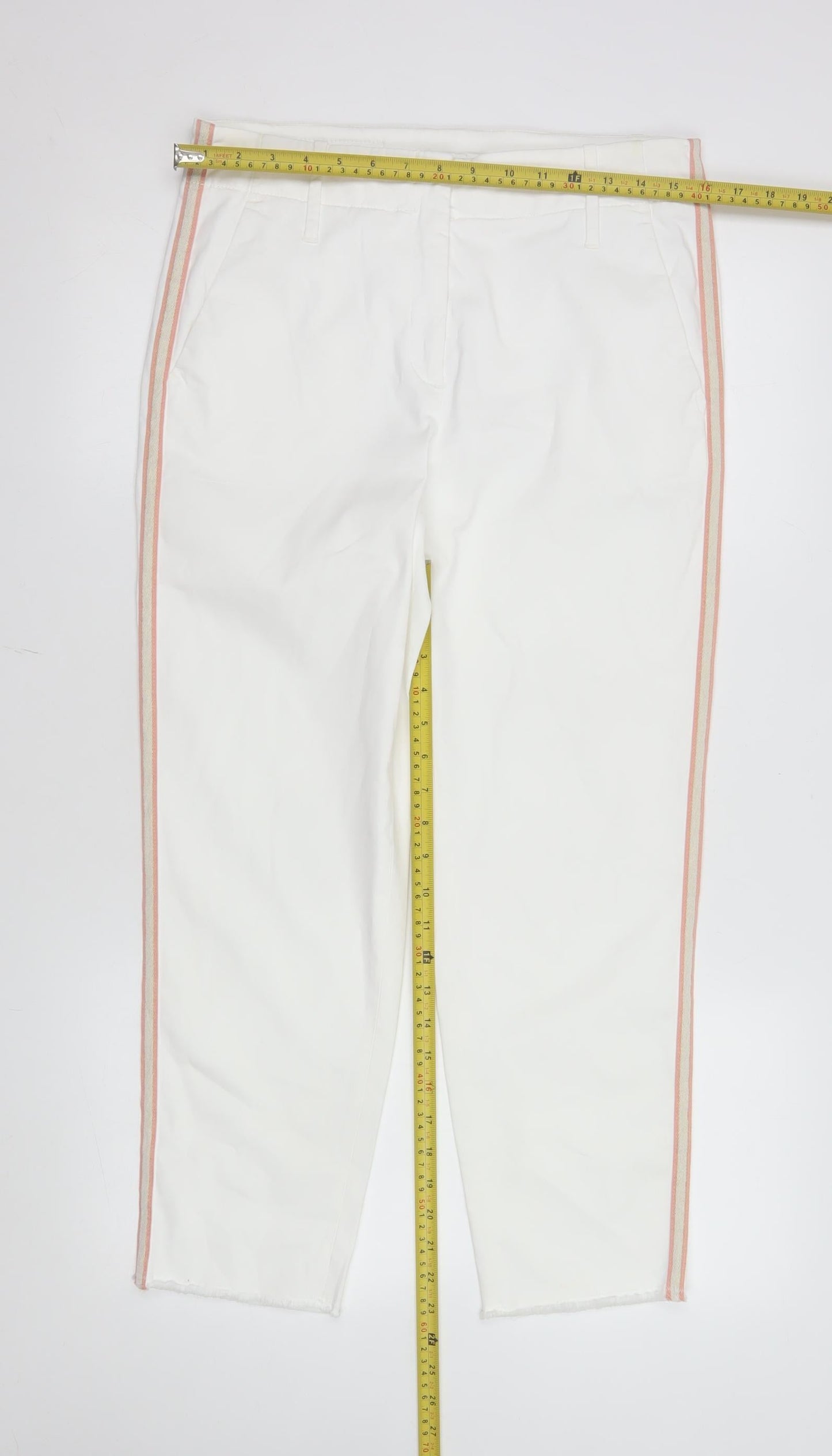 Luisa Cerano Women's White Cropped Stretch Cotton Trousers Size 10