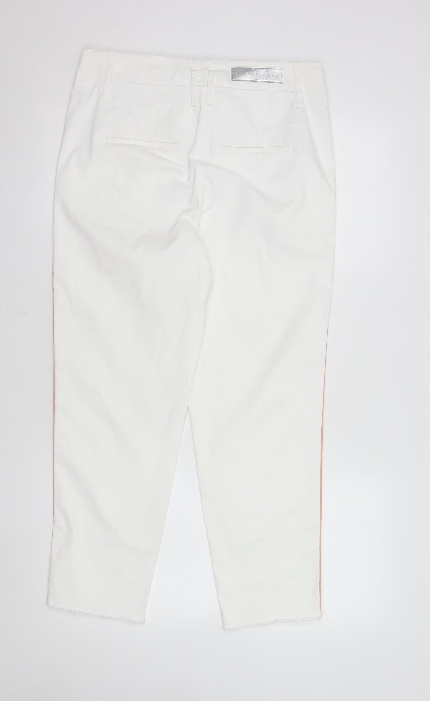 Luisa Cerano Women's White Cropped Stretch Cotton Trousers Size 10