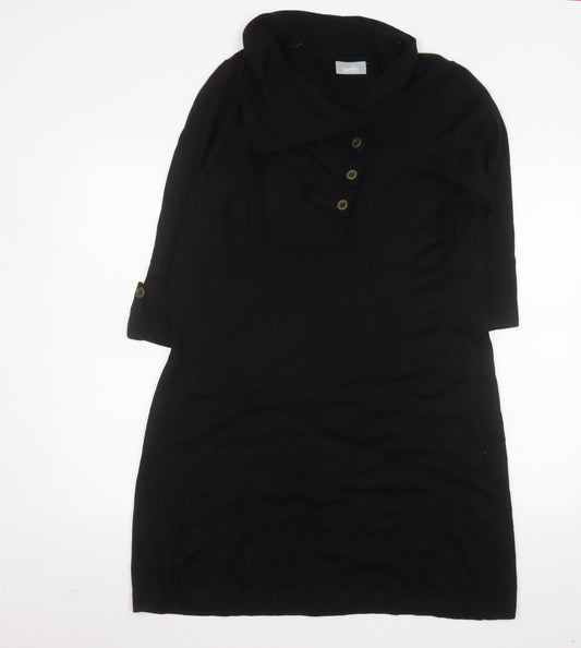 Wallis Women's Black Knit Cowl Neck Shift Dress Size L