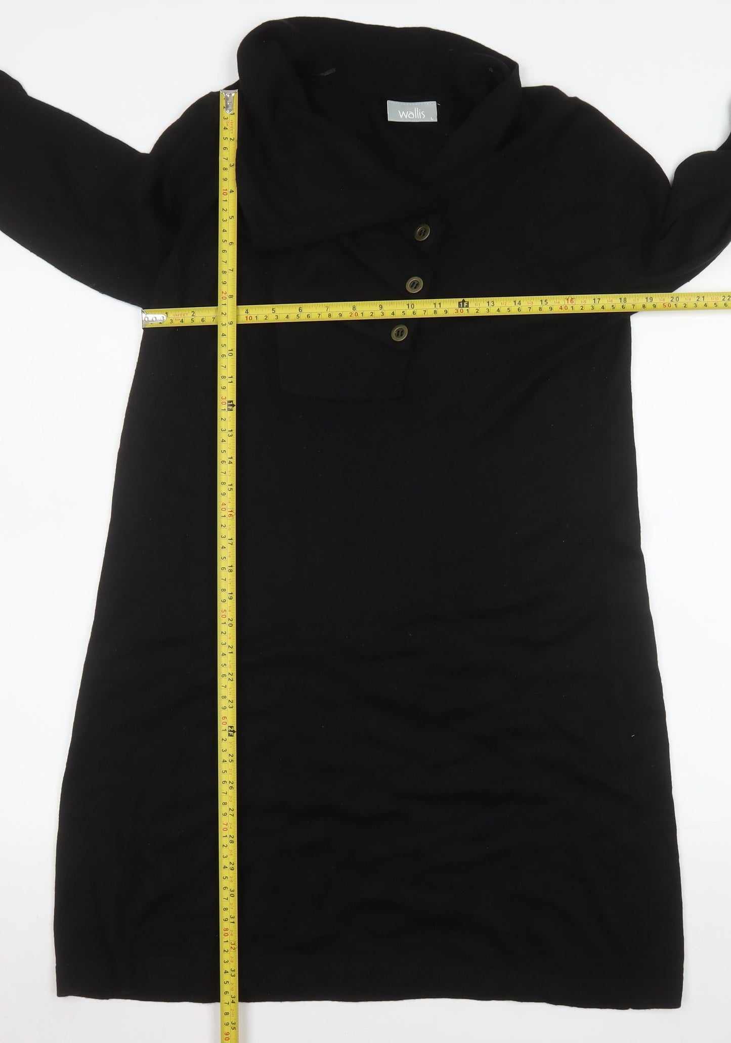 Wallis Women's Black Knit Cowl Neck Shift Dress Size L