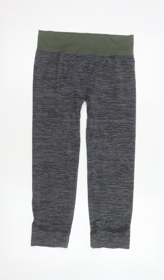 Primark Women Grey Workout Leggings Size 14-16 Seamless Capri Yoga