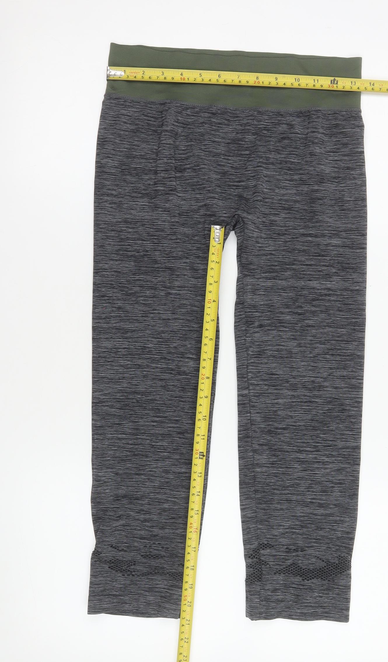 Primark Women Grey Workout Leggings Size 14-16 Seamless Capri Yoga
