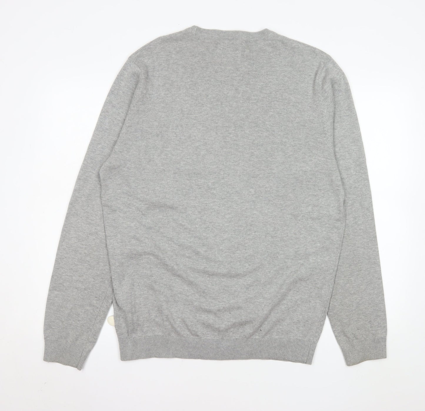 Racing Green Men's Grey Cotton Knit Crew Neck Sweatshirt L