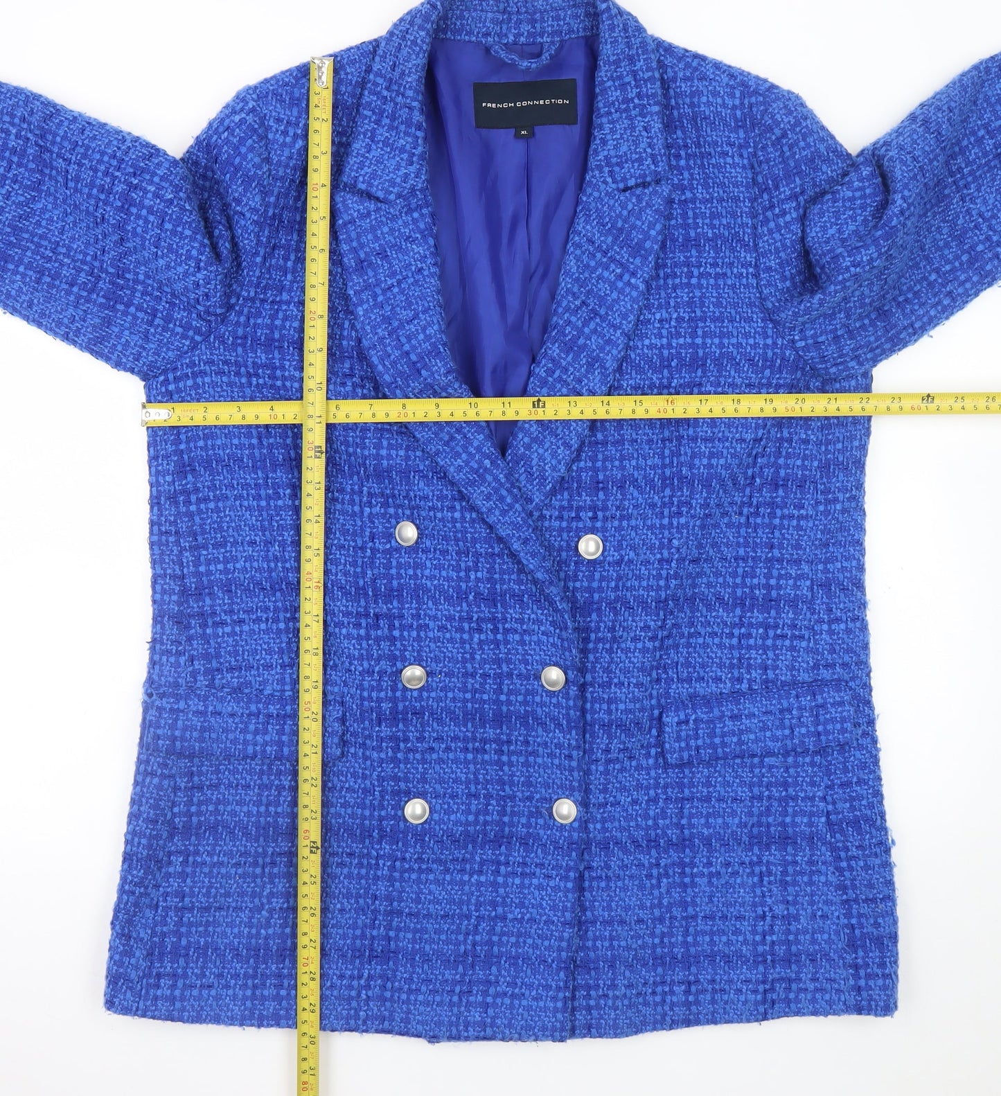 French Connection Women's Blue Tweed Blazer XL Classic Business Jacket