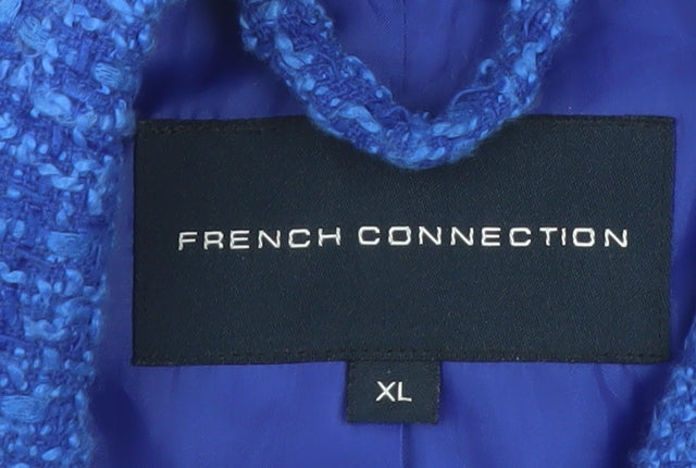 French Connection Women's Blue Tweed Blazer XL Classic Business Jacket