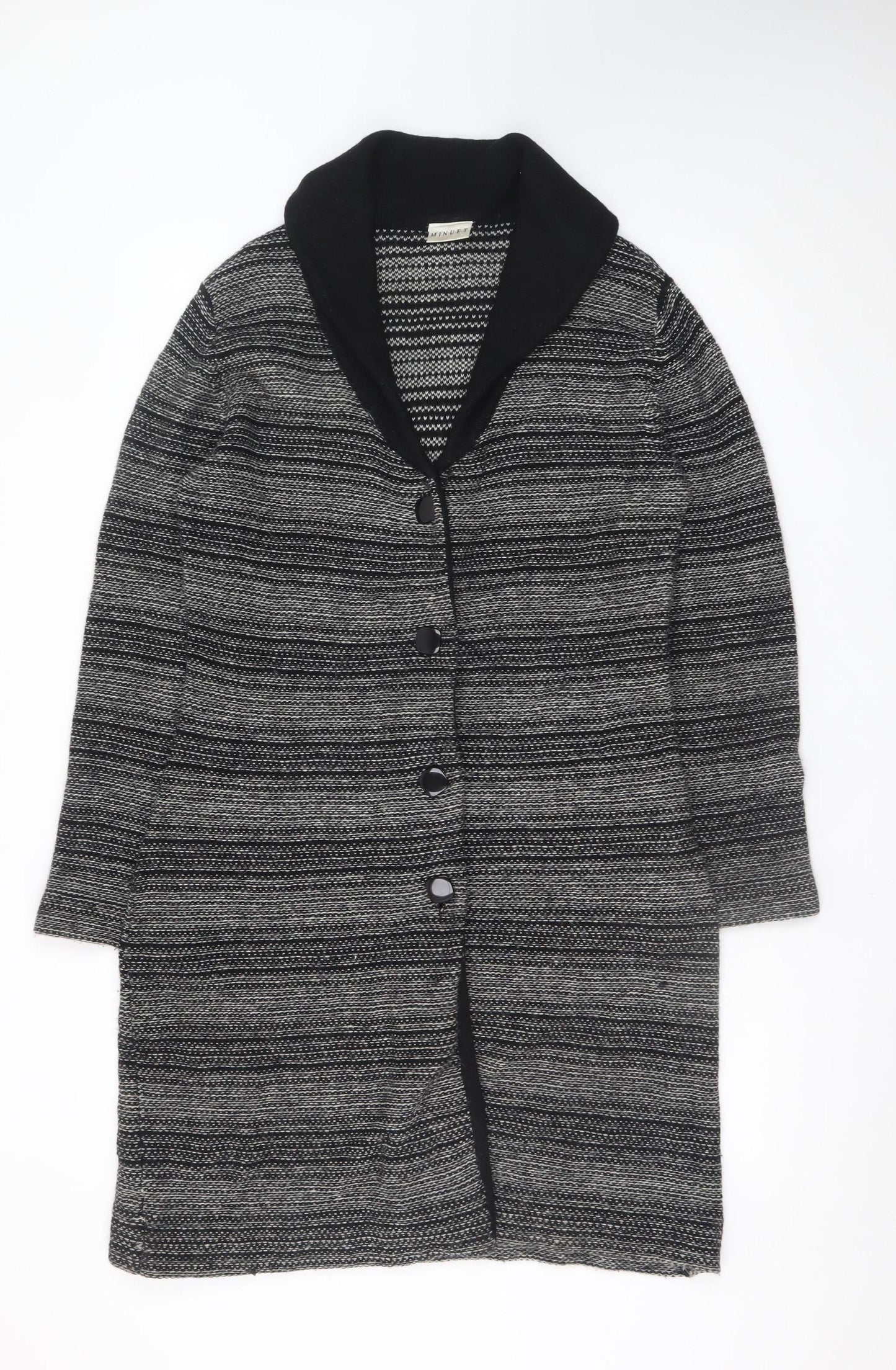 Minuet Womens Grey Wool Angora Blend Mid-Length Coatigan Size 14