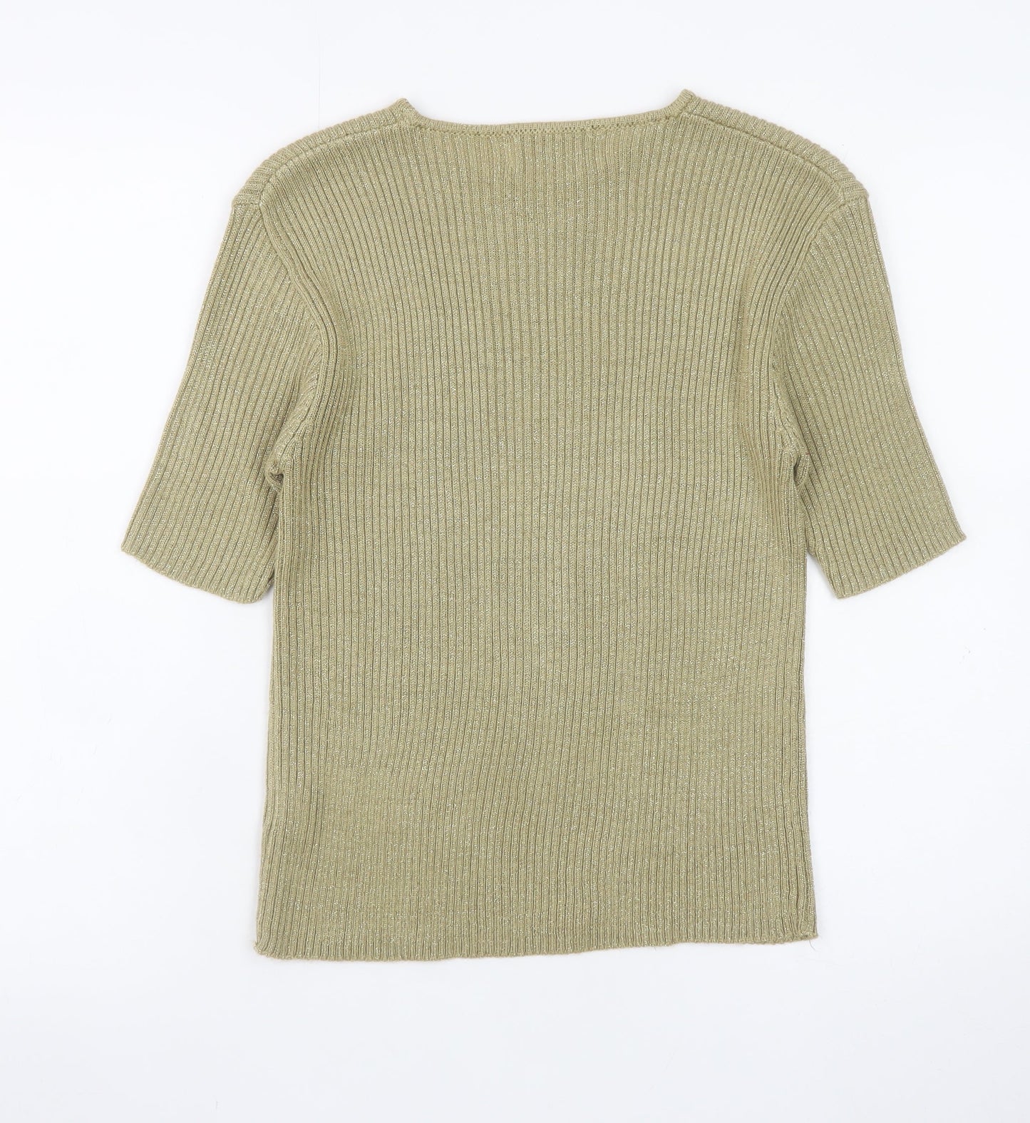Paramour Collection Women's Beige Knit Short Sleeve Pullover Jumper M