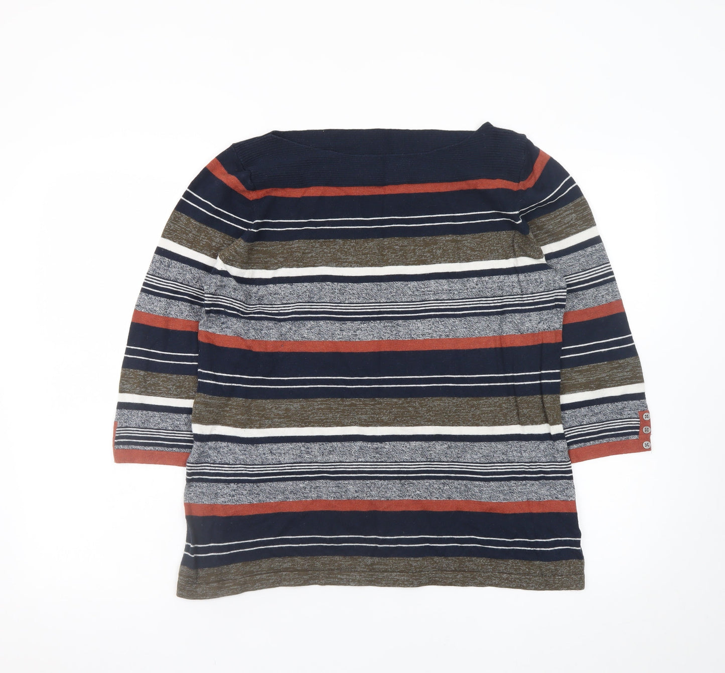 Next Women’s Multicoloured Striped Boat Neck 3/4 Sleeve Jumper Size 18