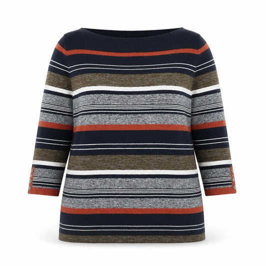 Next Women’s Multicoloured Striped Boat Neck 3/4 Sleeve Jumper Size 18