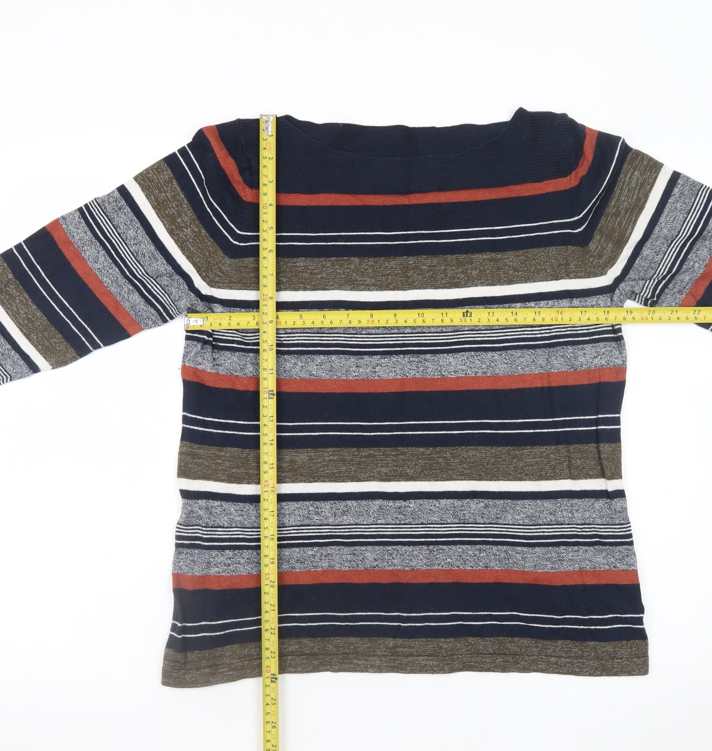 Next Women’s Multicoloured Striped Boat Neck 3/4 Sleeve Jumper Size 18