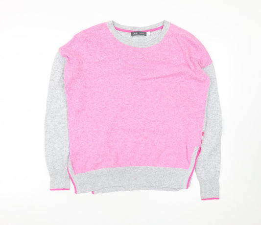 Mint Velvet Womens Grey Pink Striped Cashmere Blend Crew Neck Jumper XS