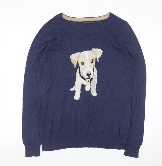 Marks and Spencer Women's Blue Dog Pullover Jumper Size 14