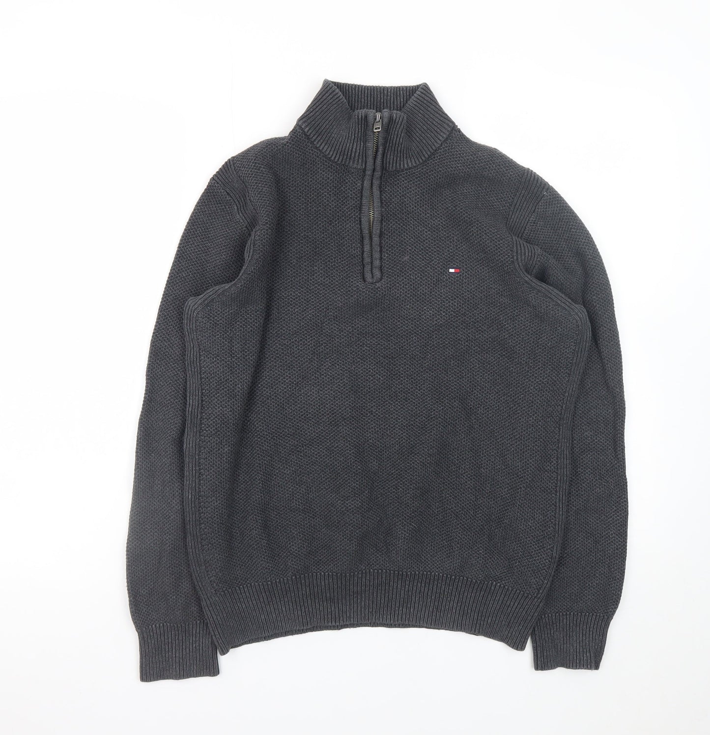 Tommy Hilfiger Men’s Grey Cotton 1/2 Zip Knit Jumper L