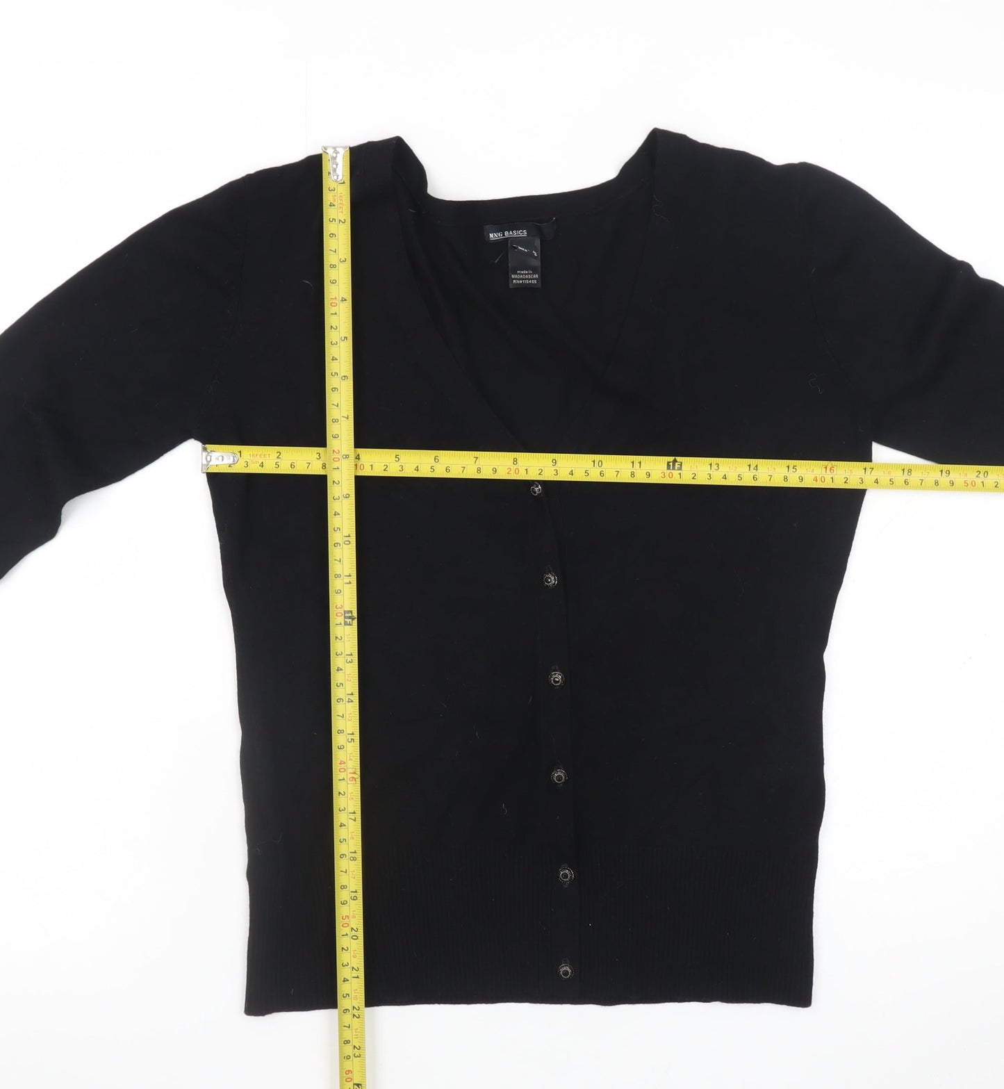 MNG Basics Women's Black V-Neck Button Cardigan Size 14
