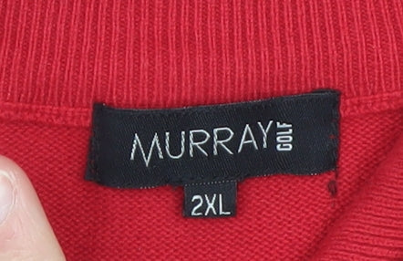 Murray Golf Men's Red 2XL Cotton 1/2 Zip High Neck Jumper