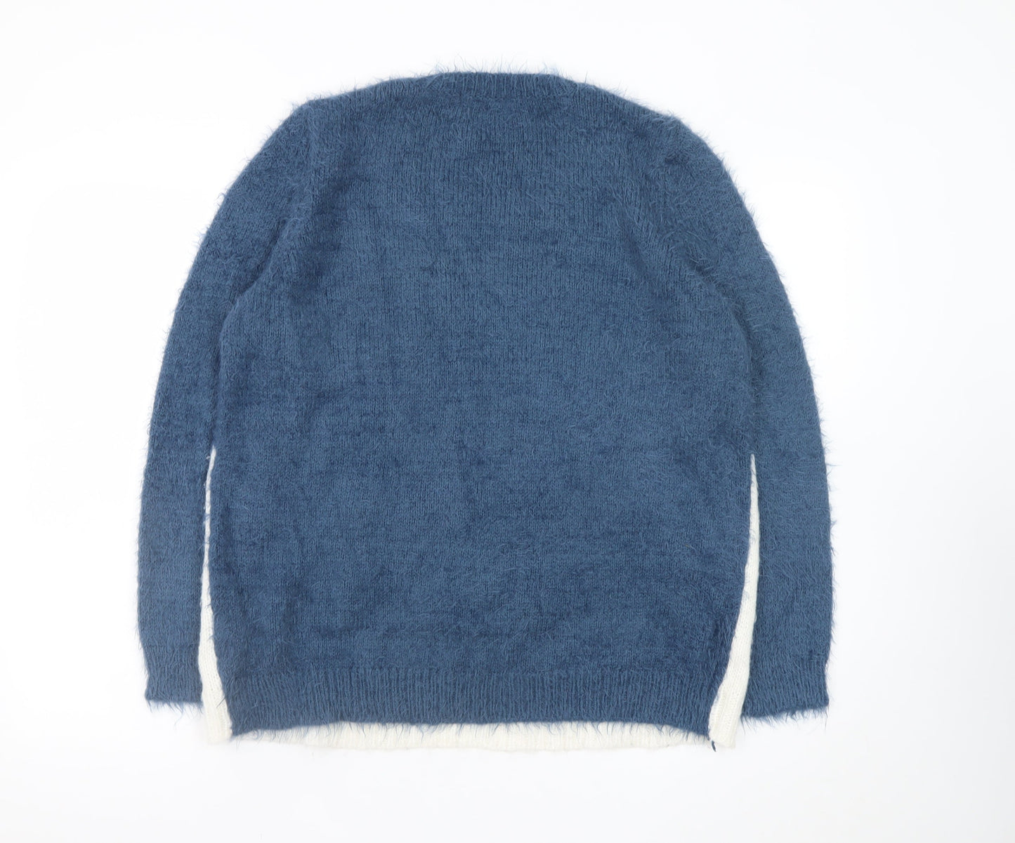 Marks and Spencer Women Blue Size 16 Crew Neck Snowflake Winter Jumper