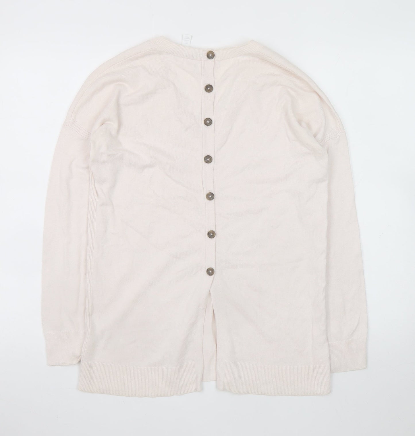 The White Company Women's Ivory V-Neck Button Back Cardigan Size 8