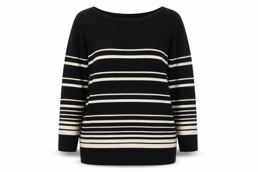 Marks & Spencer Women’s Black Striped Wool Blend Jumper UK 22