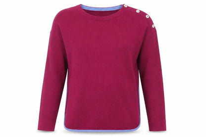 White Stuff Women's Purple Crew Neck Button Jumper Size 8