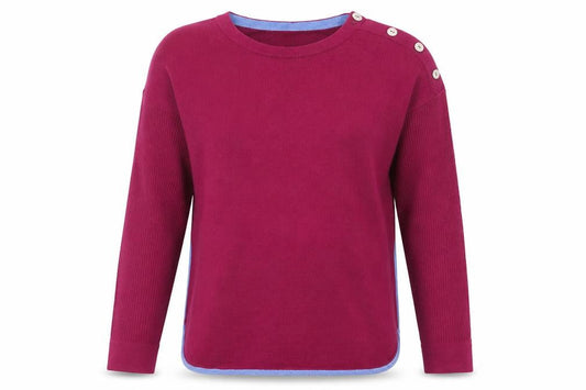 White Stuff Women's Purple Crew Neck Button Jumper Size 8