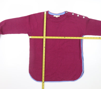 White Stuff Women's Purple Crew Neck Button Jumper Size 8
