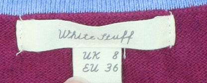 White Stuff Women's Purple Crew Neck Button Jumper Size 8