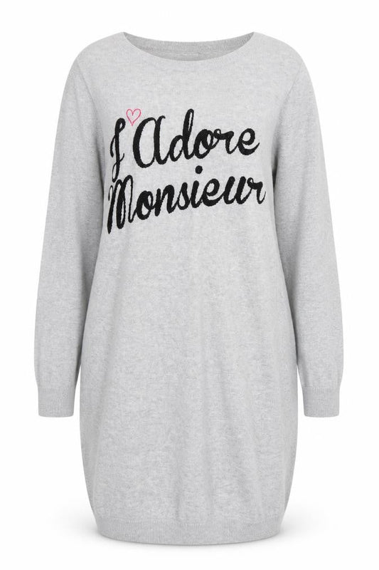 New Look Womens Grey Sweater Dress Size 12 Long Sleeve Knit