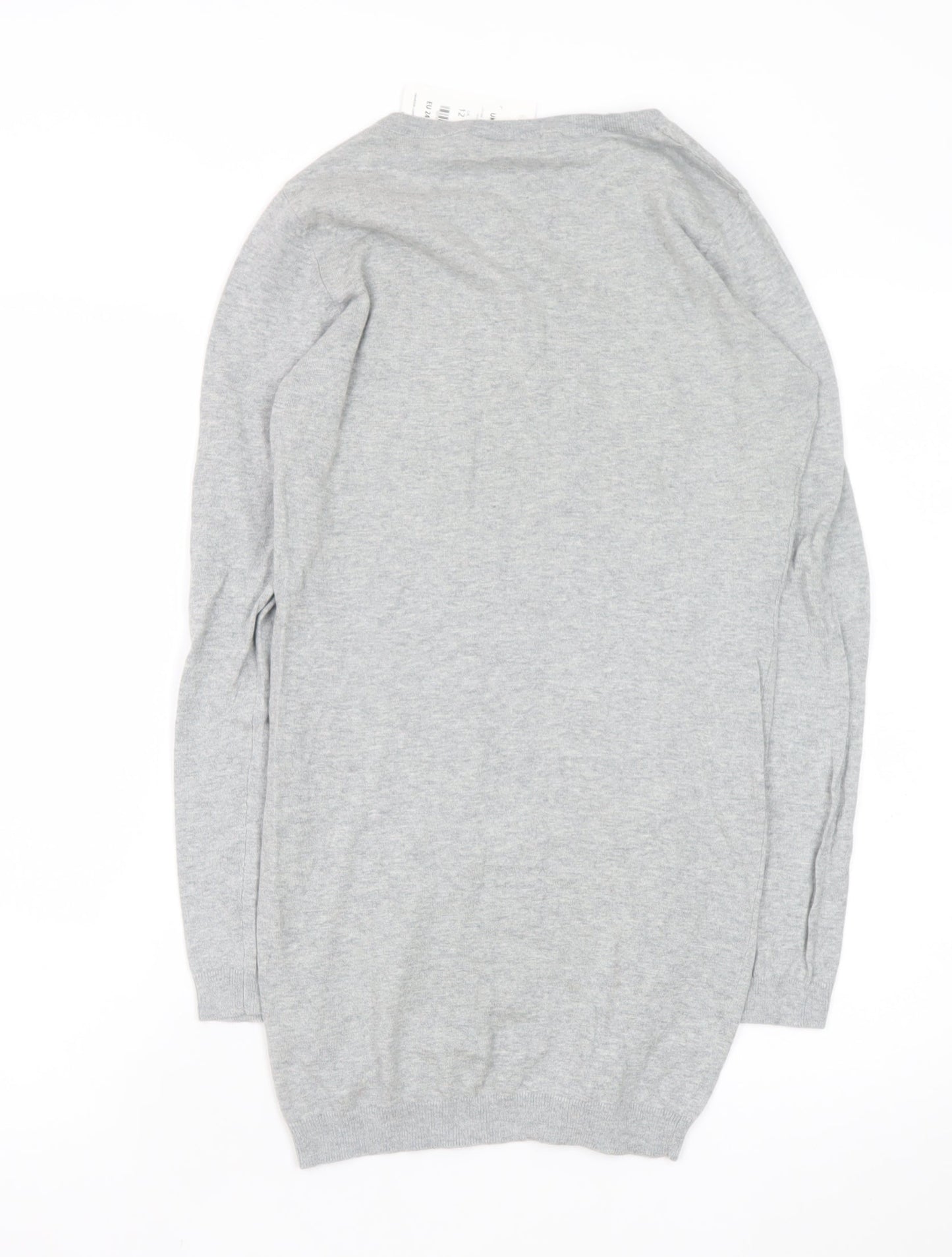 New Look Womens Grey Sweater Dress Size 12 Long Sleeve Knit