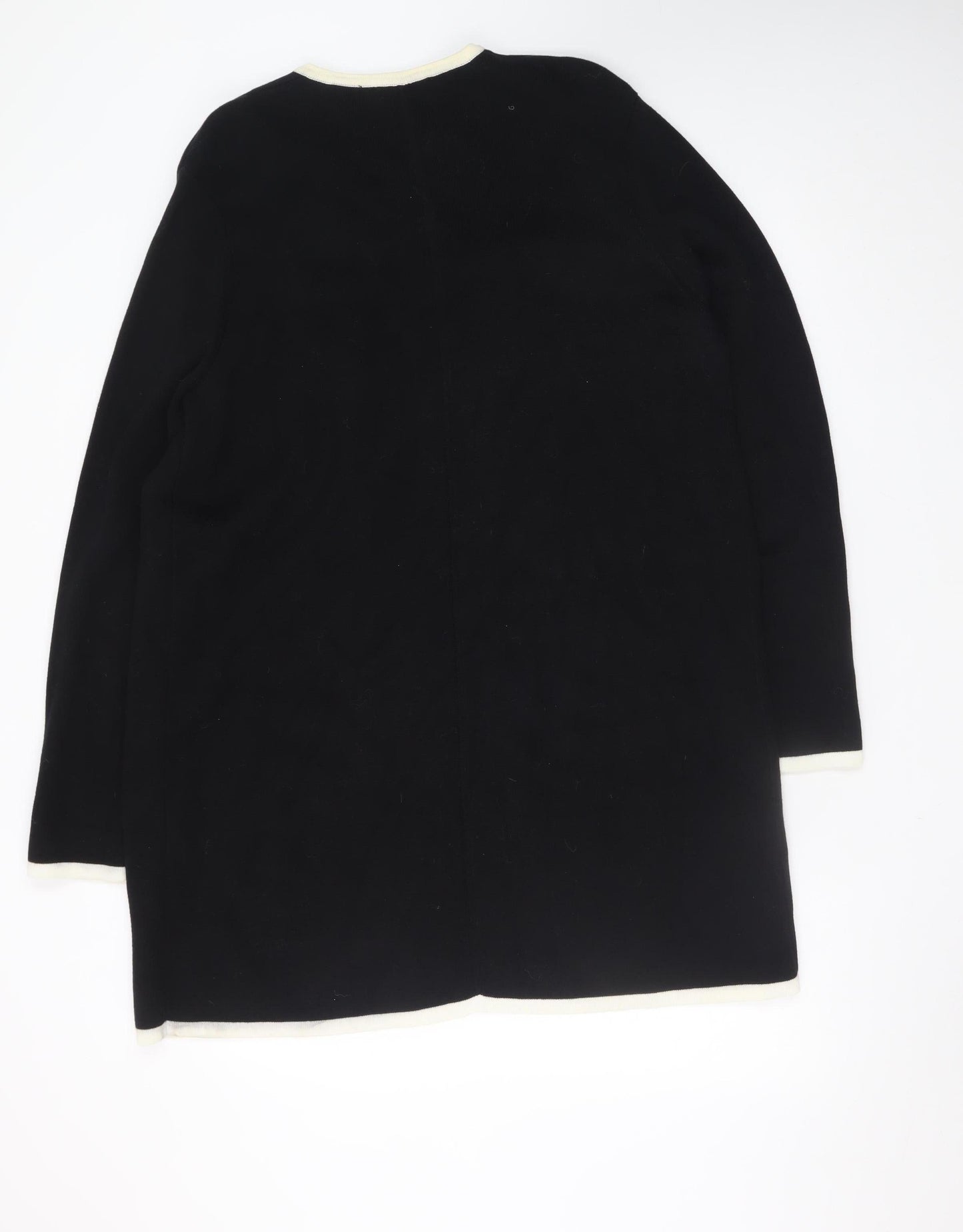 Viyella Women's Black Wool Cotton Long Sleeve Open Cardigan XL