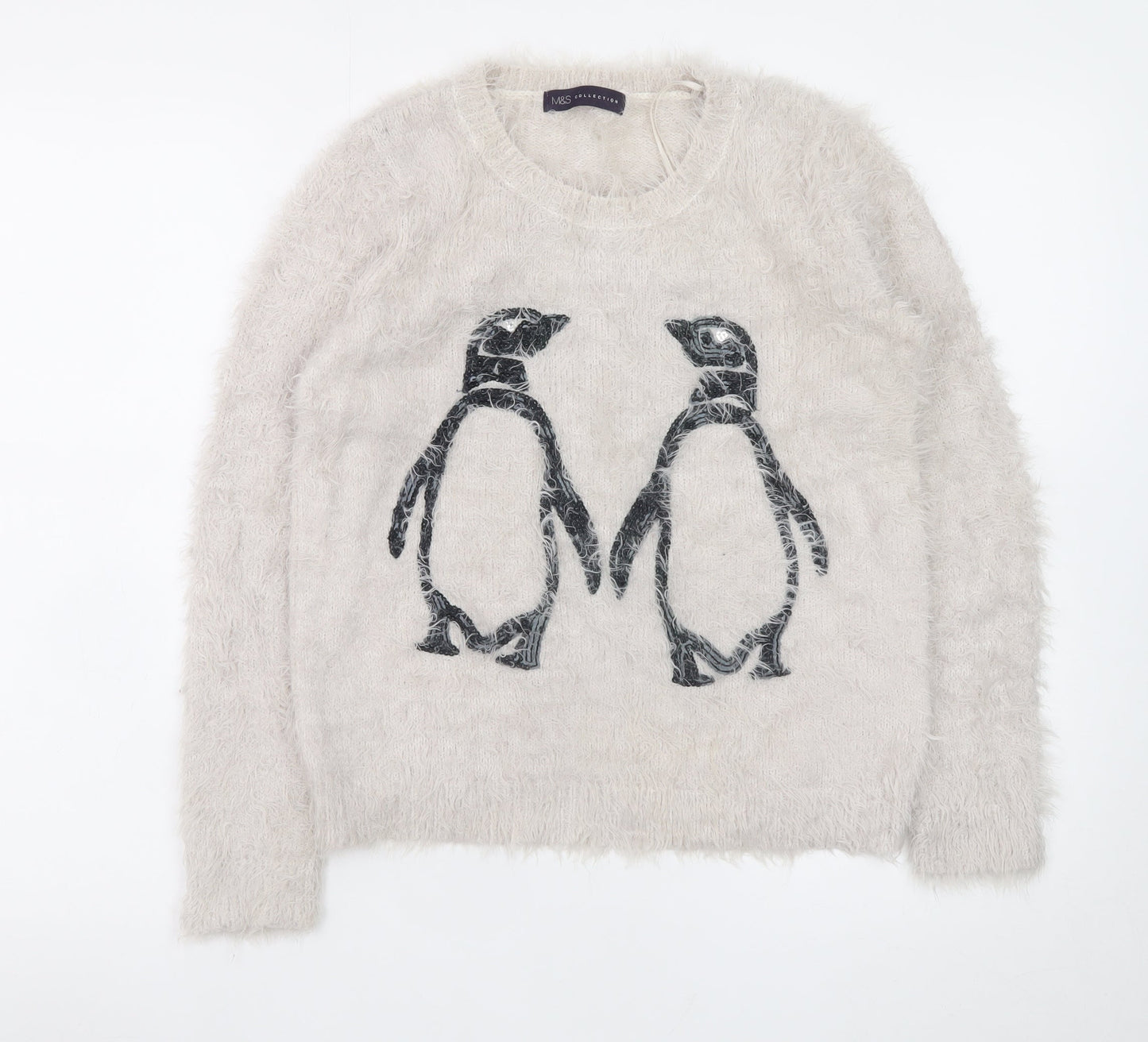 Marks and Spencer Womens Ivory Penguin Knit Jumper Size 8