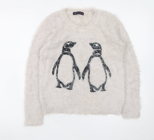 Marks and Spencer Womens Ivory Penguin Knit Jumper Size 8