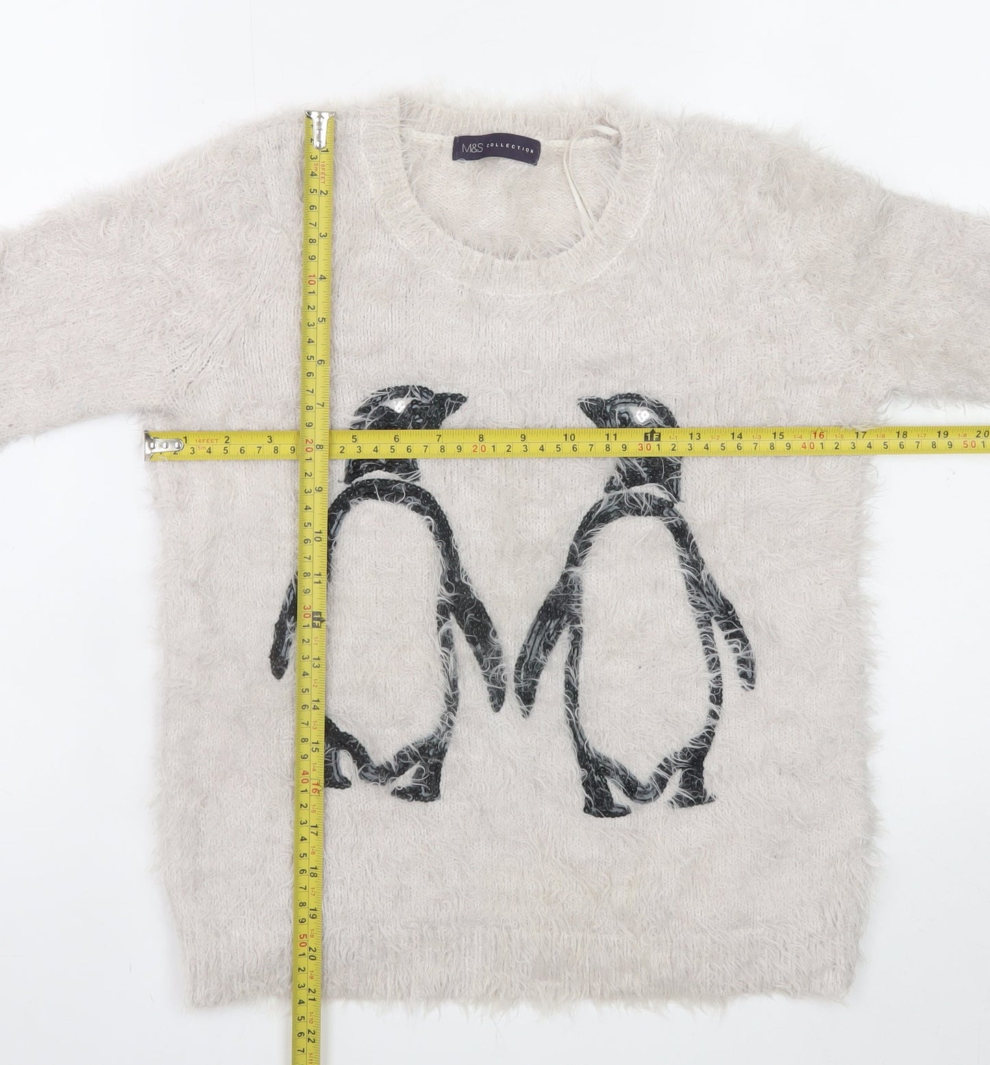 Marks and Spencer Womens Ivory Penguin Knit Jumper Size 8