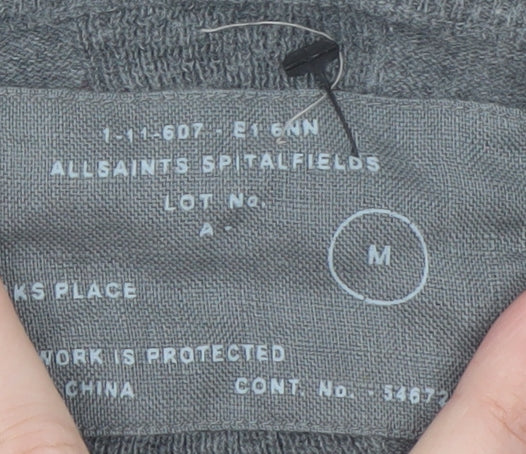 AllSaints Men's Grey Cotton Crew Neck Jumper Size M Slim Fit