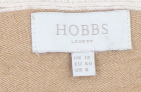 Hobbs Women’s Beige Colourblock Crew Neck Wool Blend Jumper UK 12