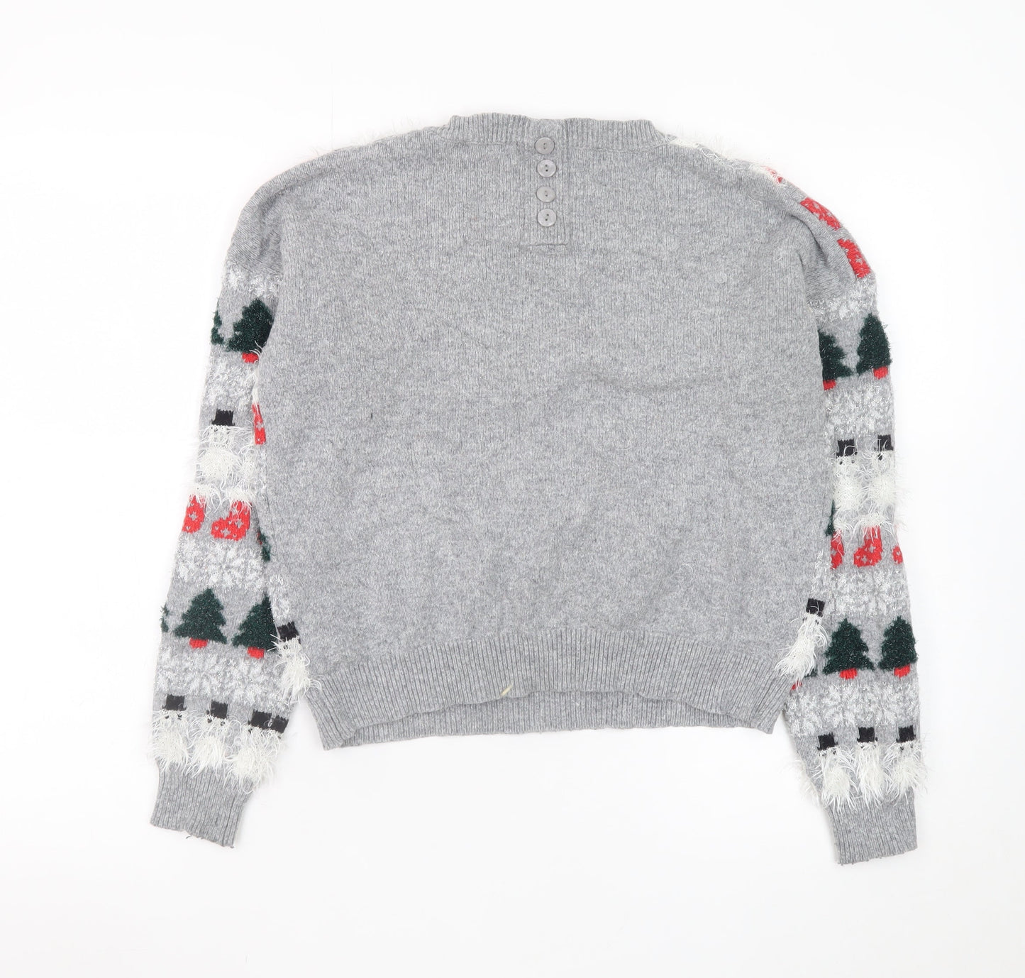 Next Womens Grey Christmas Fair Isle Jumper Size 10