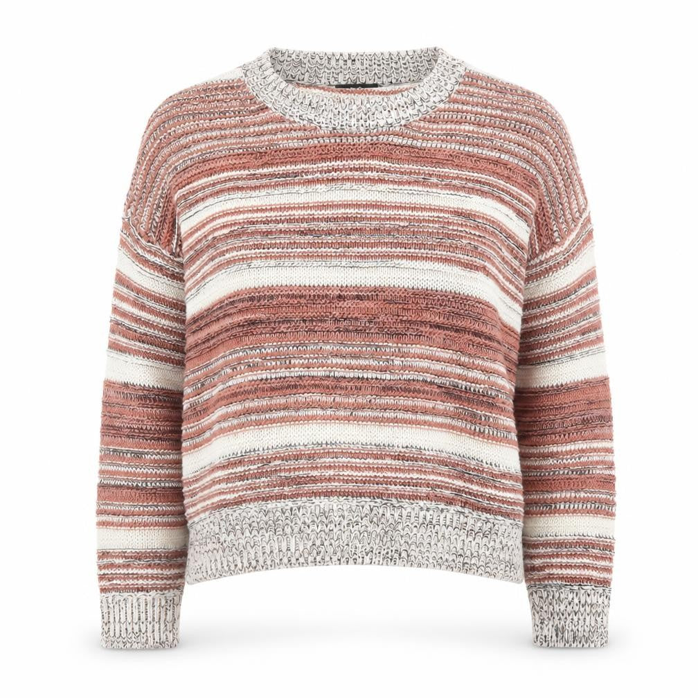 M&Co Women’s Pink Striped Knit Jumper Size 14 Crew Neck