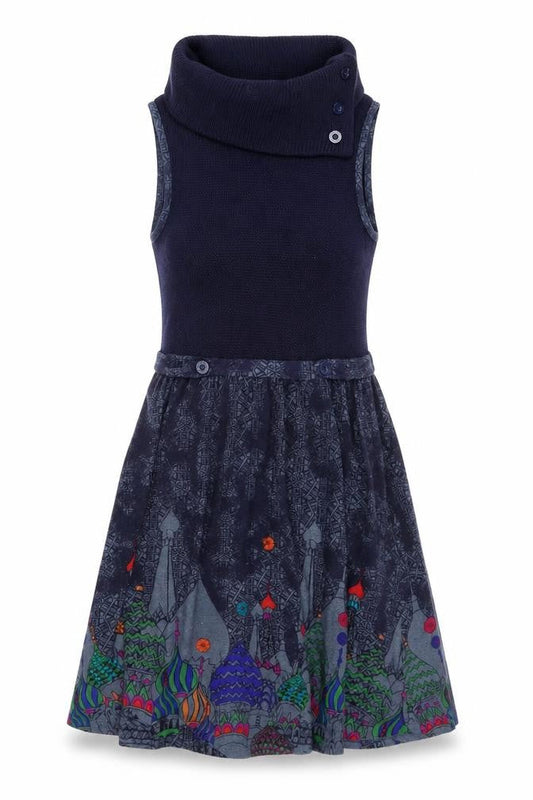 Surkana Women's Blue Sleeveless Cowl Neck Jumper Dress L