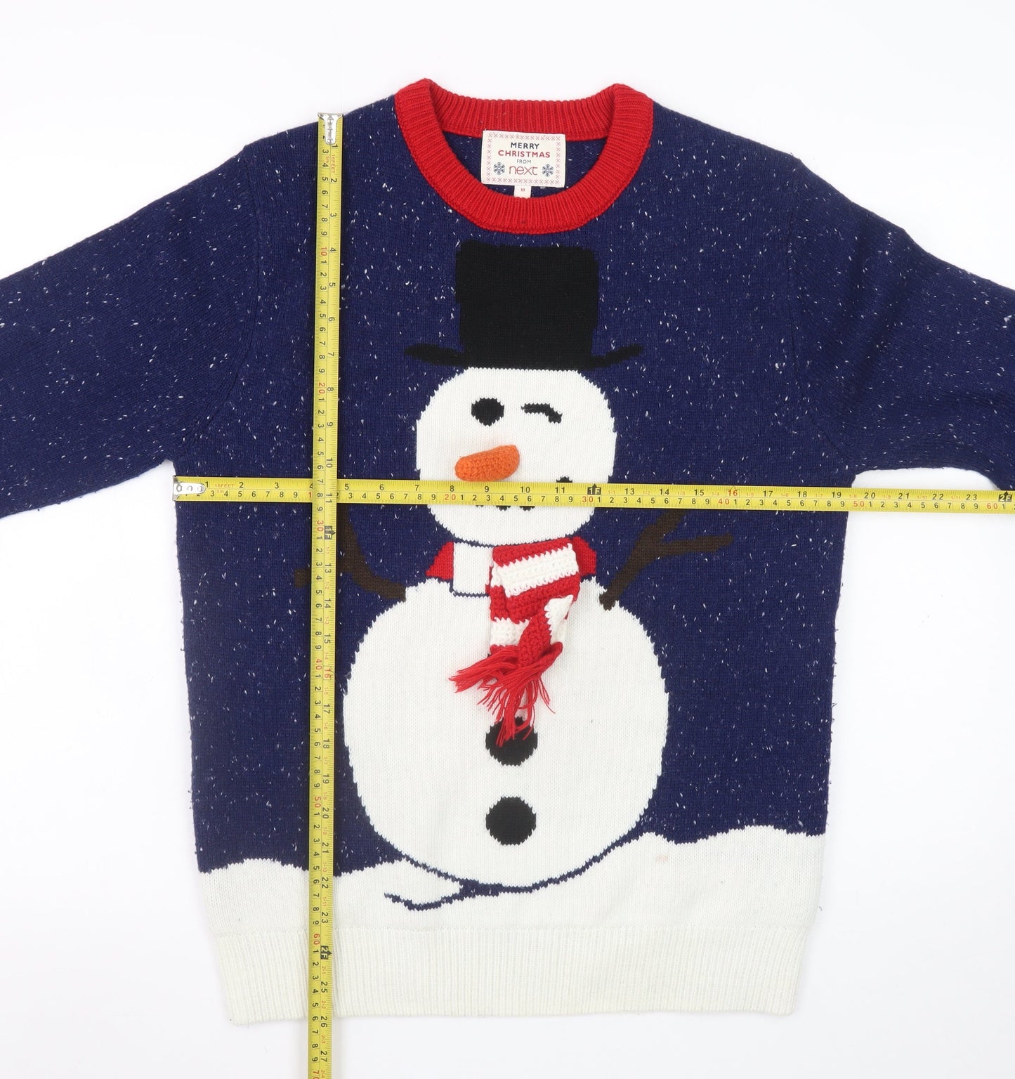 Next Men's Blue Snowman Christmas Jumper Medium Acrylic Knit