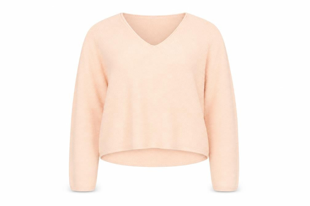 Uniqlo Women Beige V-Neck Cotton Knit Pullover Jumper XS