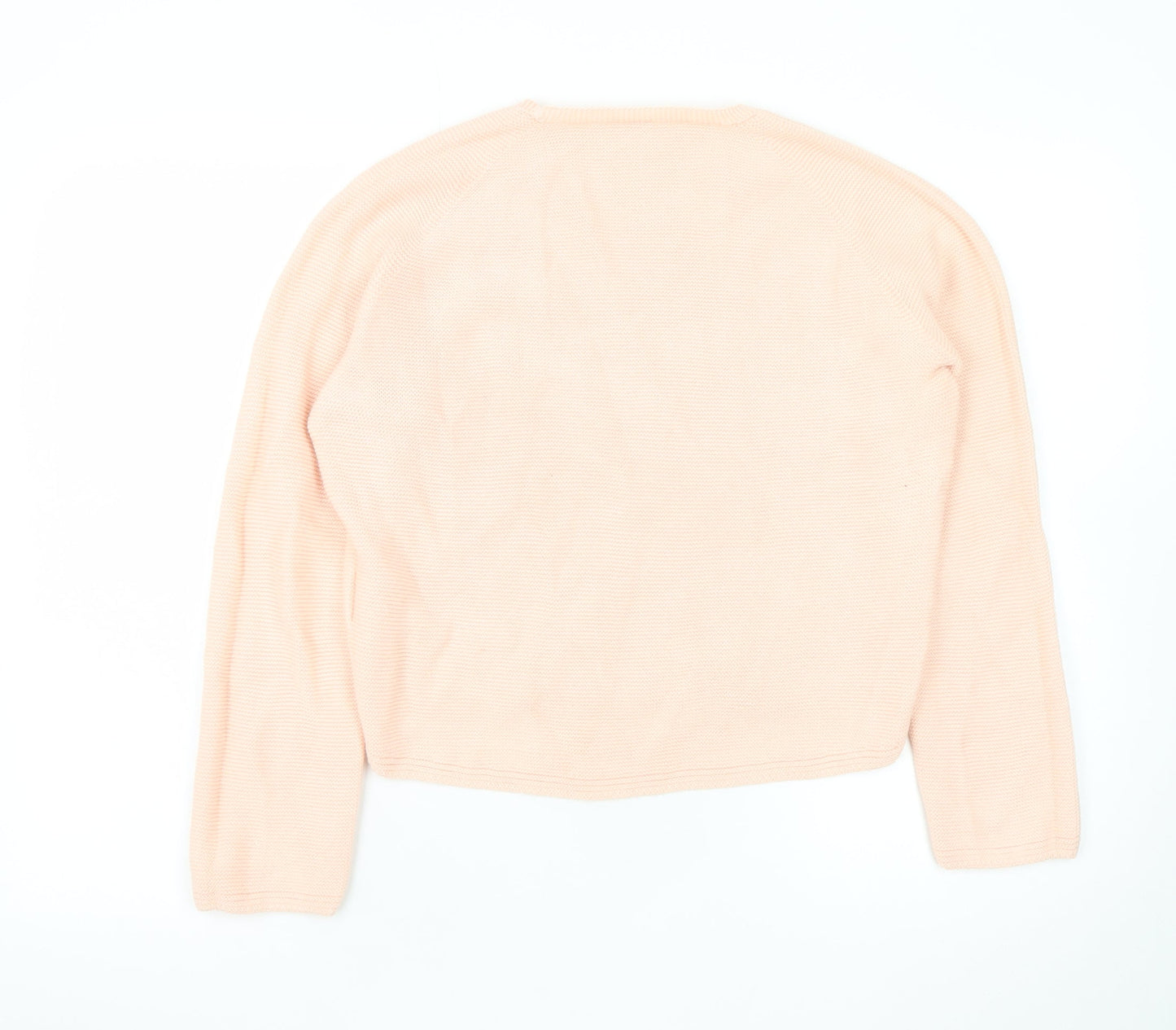 Uniqlo Women Beige V-Neck Cotton Knit Pullover Jumper XS