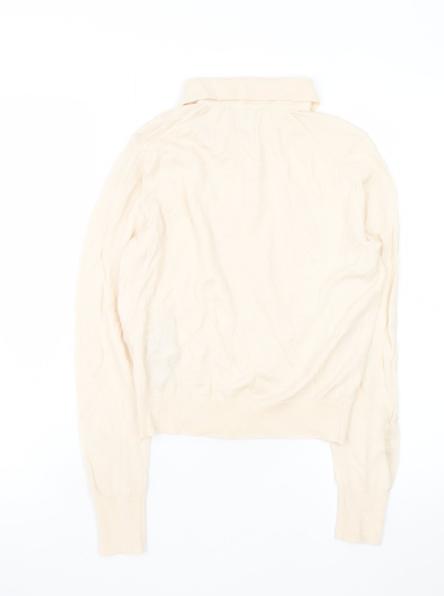 Uniqlo Women Beige Wool Collared Henley Jumper XS