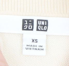 Uniqlo Women Beige Wool Collared Henley Jumper XS