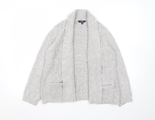 Maine New England Women's Grey Cable-Knit Open Cardigan Size 12