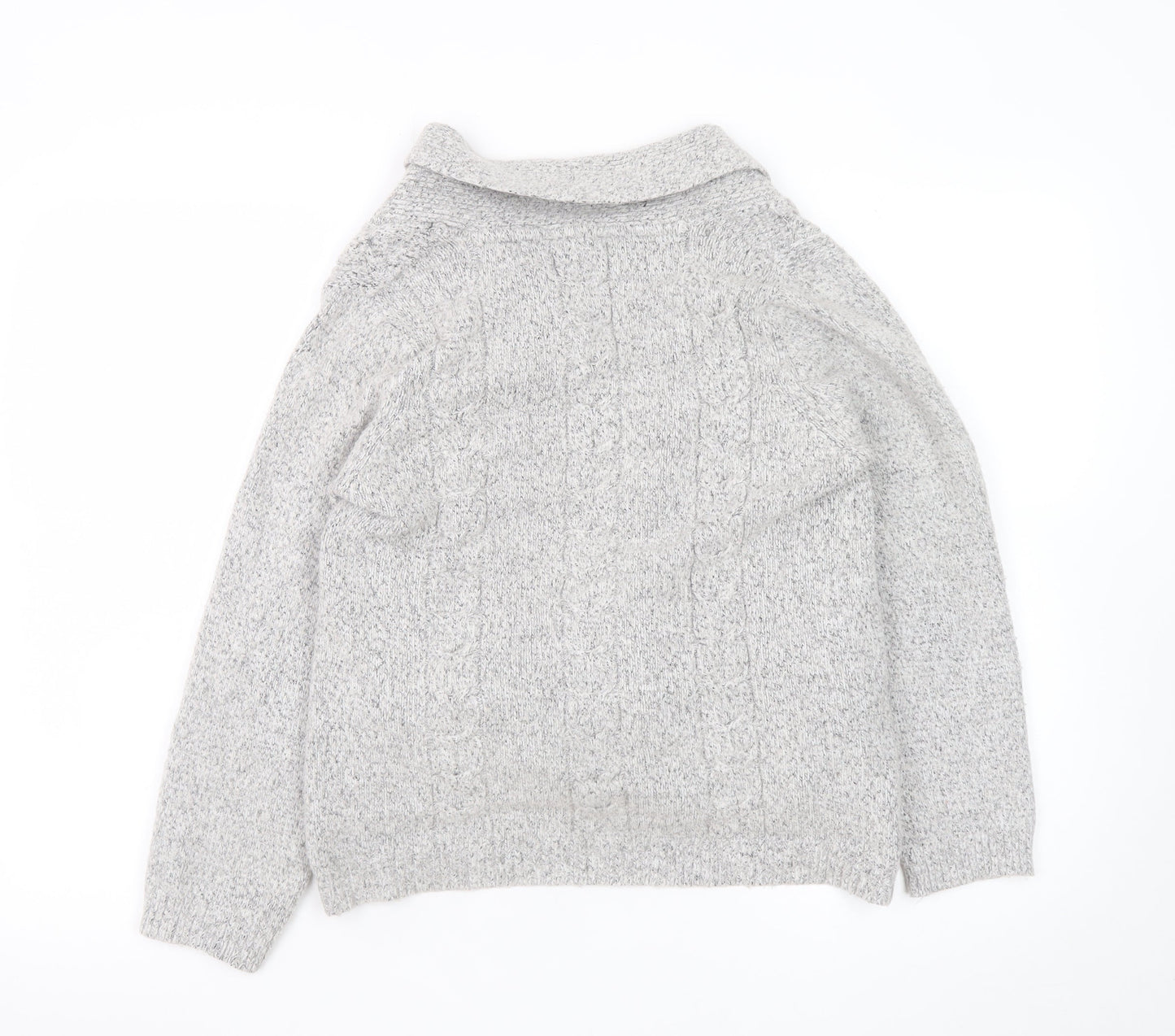 Maine New England Women's Grey Cable-Knit Open Cardigan Size 12
