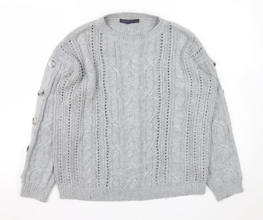 Marks and Spencer Women’s Grey Cable-Knit Pullover Jumper Size 12